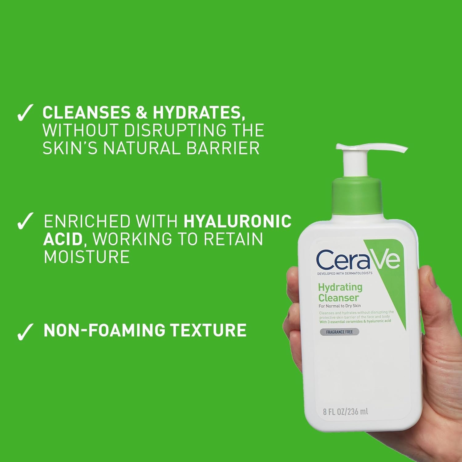 Hydrating Cleanser for Normal to Dry Skin with Hyaluronic Acid and 3 Essential Ceramides