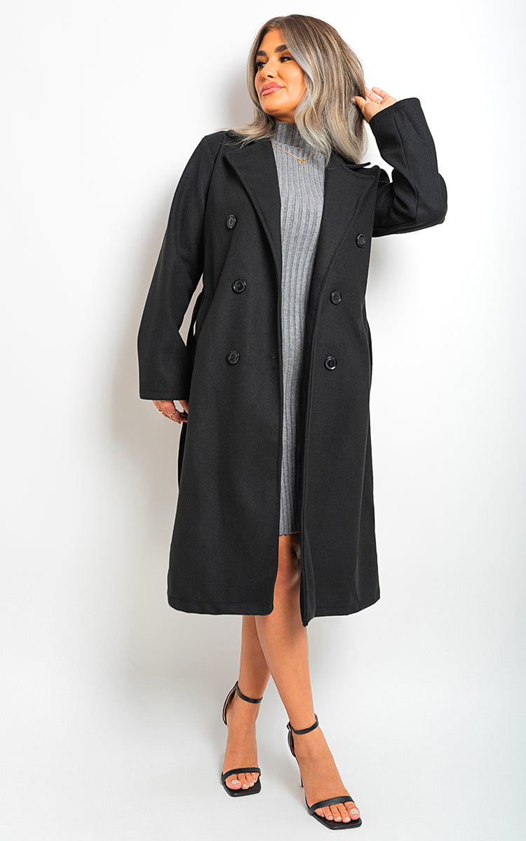 Button Detail Belted Trench Coat-2