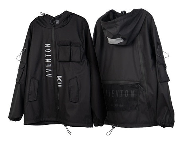 Multi Pockets Cargo Jackets Men Windbreaker Hip Hop Streetwear Outdoor Techwear Jackets Harajuku Cargo Coats-0